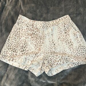 Rewash | Women's Cheetah Print‎ Linen Blend Festival Pockets Pull On Shorts Sz S